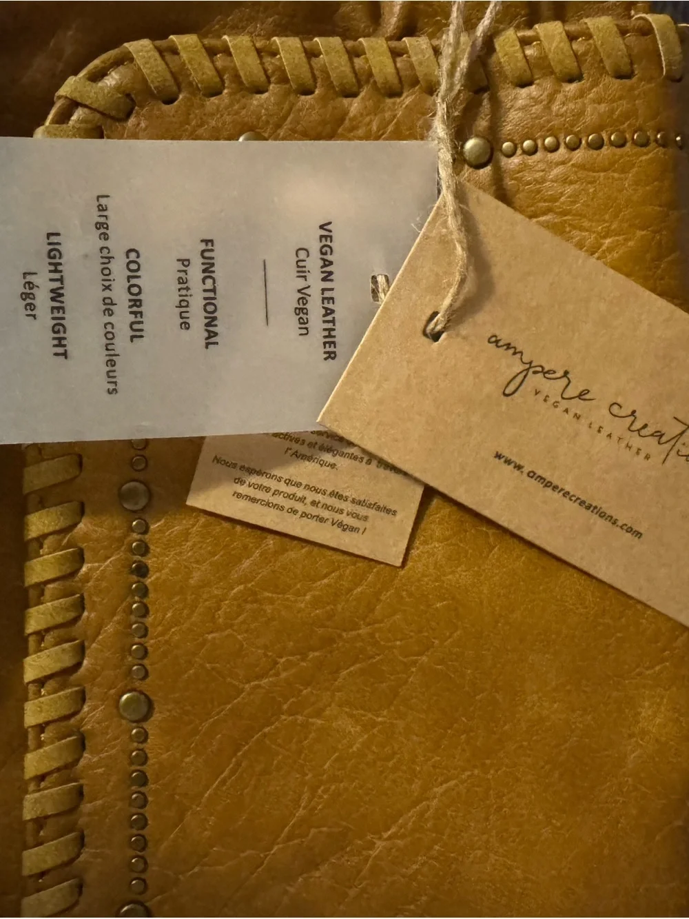 Women's Tan Crossbody Messenger Bag with Whipstitch Flap